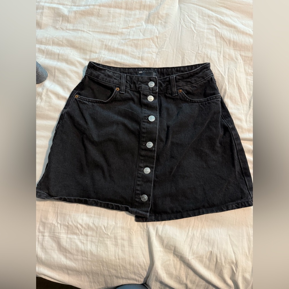 ASOS Black Button-Front Midi Skirt - Picture 2 of 2